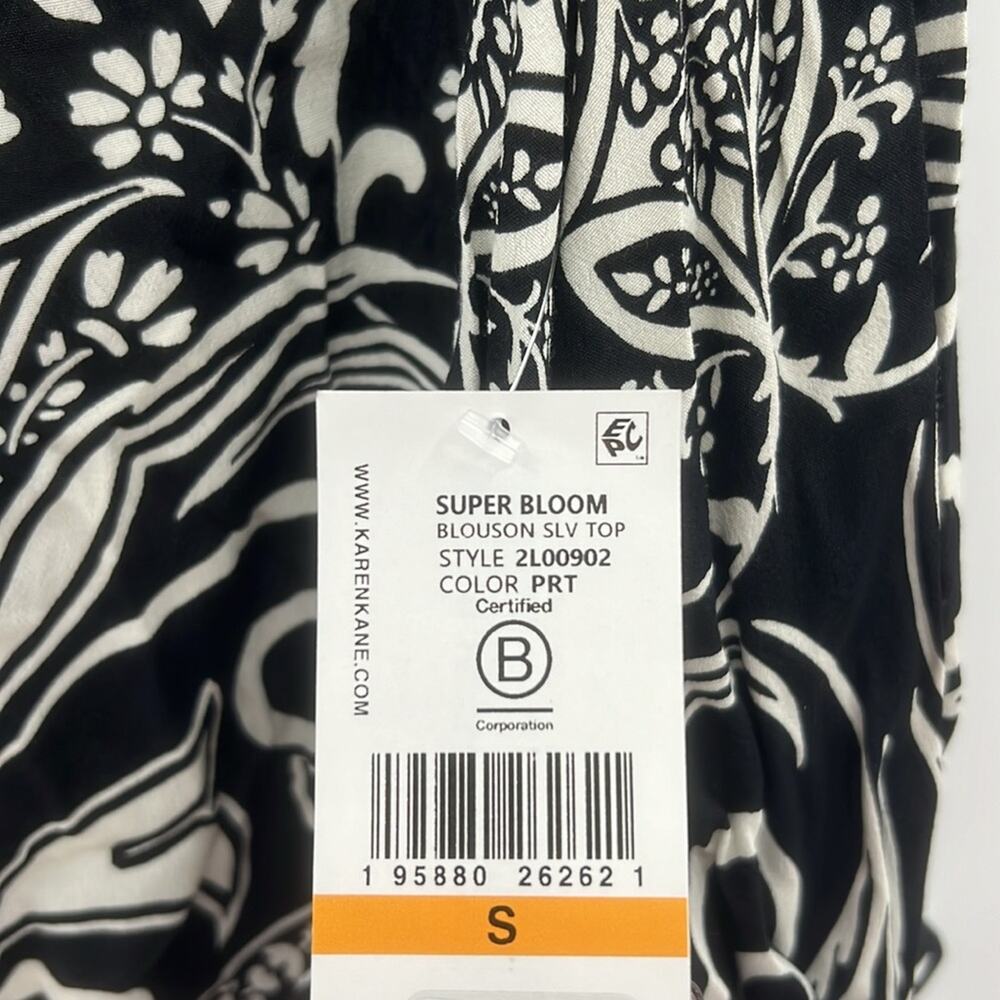 Karen Kane Women's Super Bloom Blouson Sleeve Top - Black/White - Small - NWT - Picture 5 of 9